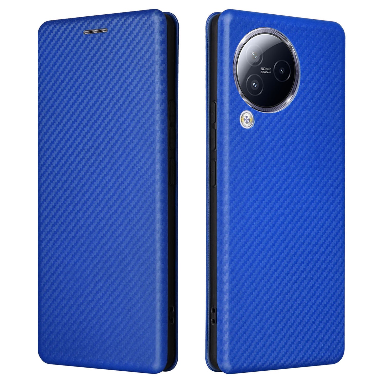 Uniqkart for Xiaomi Civi 3 5G Anti-Scratch Leather Phone Stand Case Carbon Fiber Texture Cover with Card Holder - Blue Uniqkart for Xiaomi Civi 3 5G Anti-Scratch Leather Phone Stand Case Carbon Fiber Texture Cover with Card Holder - Blue